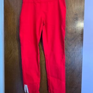 Attyre Red Capri Pants - Vibrant & Comfortable - Rhinestone Embellishment